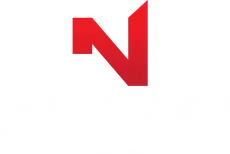 Red and white stylized letter N logo