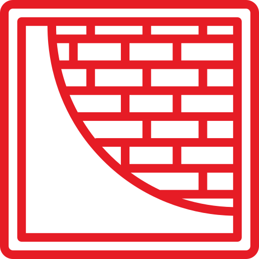 Red brick wall with curved corner design