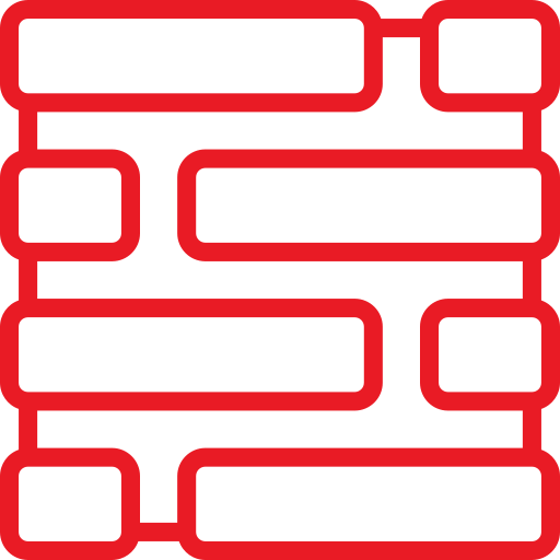 Red rectangular maze pattern on black background.