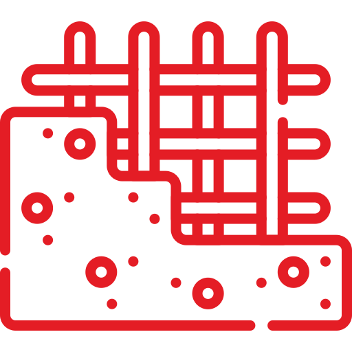 Abstract red cheese and grid pattern design