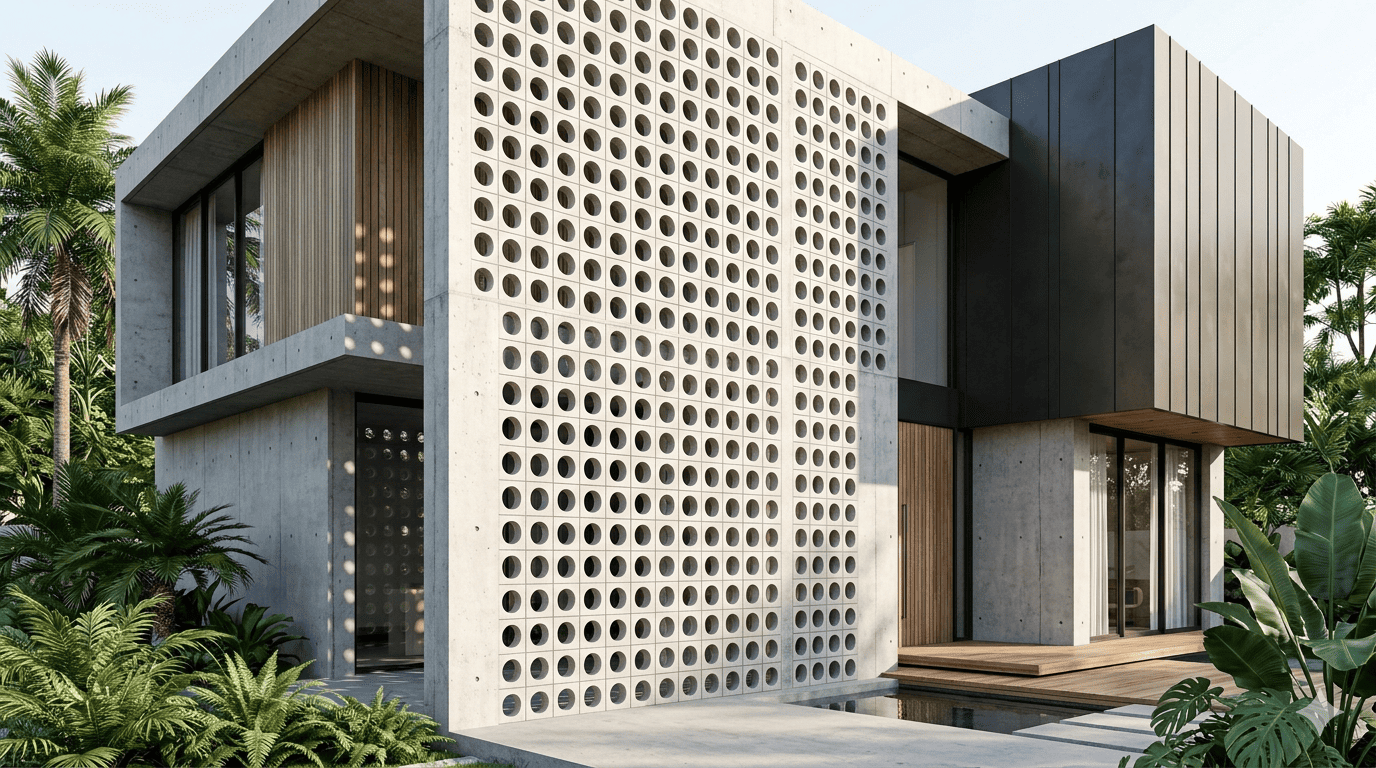 Installation de blocs de béton